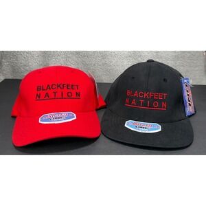 Magic Headwear Blackfeet Nation Hat Mens OSFM Red Black Embroidered 2 Pack NWT